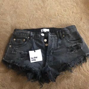 By the Way black denim shorts